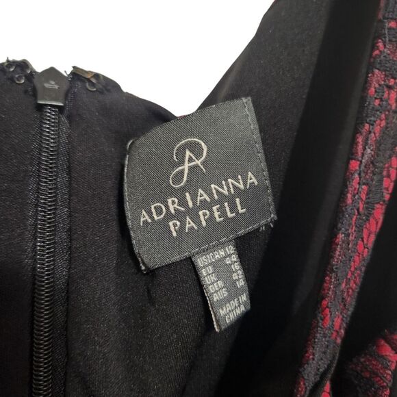 Adrianna Papell Bonded Lace Sheath Dress in Burgundy 12 - Picture 3 of 5